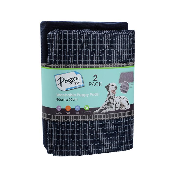 Paws & Claws 90 x 70cm Peezee Printed Washable Pet Training Pads - 2 Pack