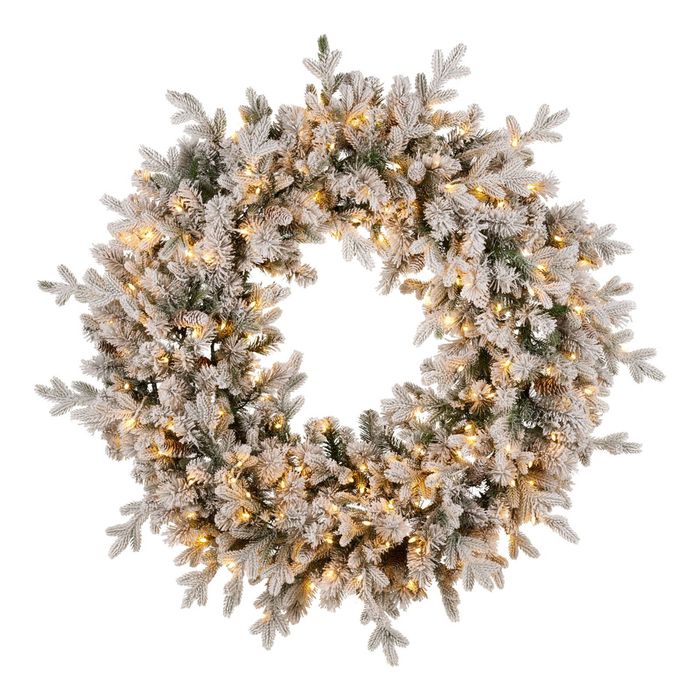 Christabelle Large 1.2m Christmas Wreath Snowy Dorchester with LED Lights Front Door Decoration Ornament