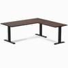 Desky Fixed Height Dark Walnut Rubberwood L-shape Office Desk 1800x1750mm Matte Black Frame