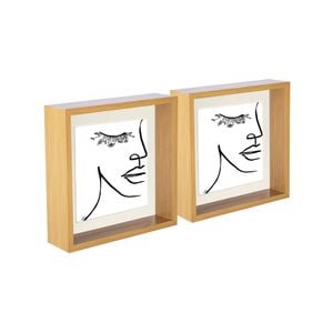Nicola Spring 3D Deep Box Photo Frames - 8 x 8" with 6 x 6" Mount - Light Wood - Pack of 2