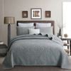 Quilted King/Super King Size Cotton Coverlet Bedspread Set Damask Steel Grey