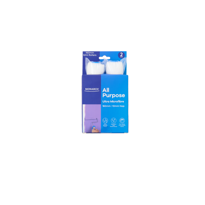 Monarch 160mm 10mm Nap All Purpose Mini Rollers - 2 Pack