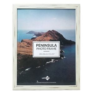 Unigift Peninsula Glass Picture Photo Frame 28x36cm Distressed White
