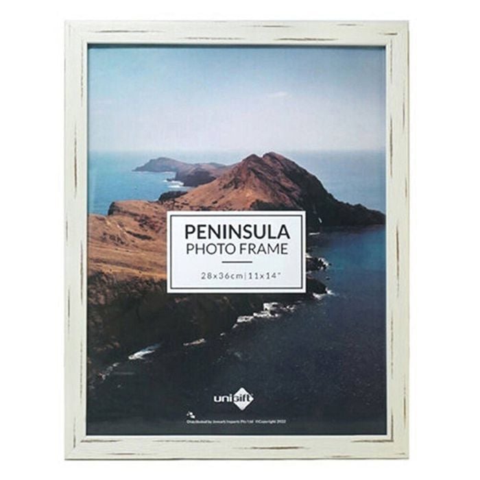 Unigift Peninsula Glass Picture Photo Frame 28x36cm Distressed White