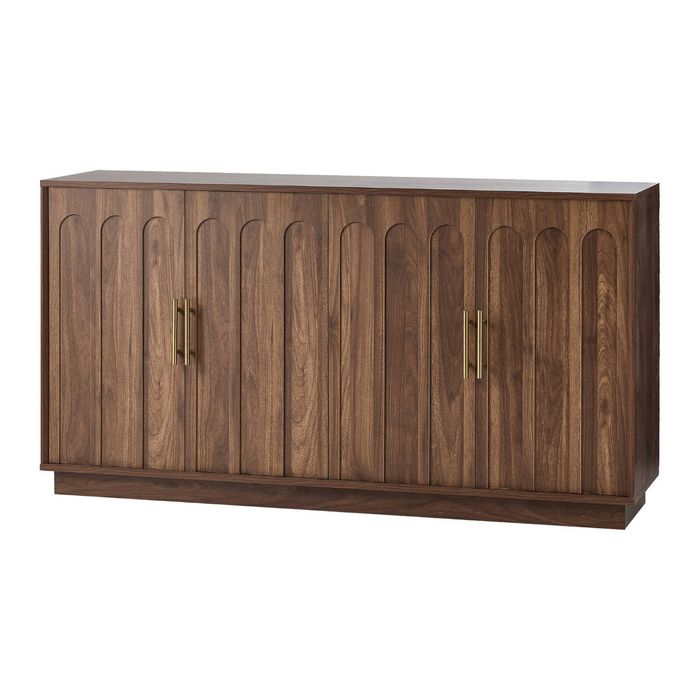Oikiture 140cm Buffet Sideboard Storage Cabinet Cupboard Hallway Table Walnut