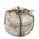 4pc Maine & Crawford Lilet 10cm Coaster Set w/ Edges Round - Beige Marble