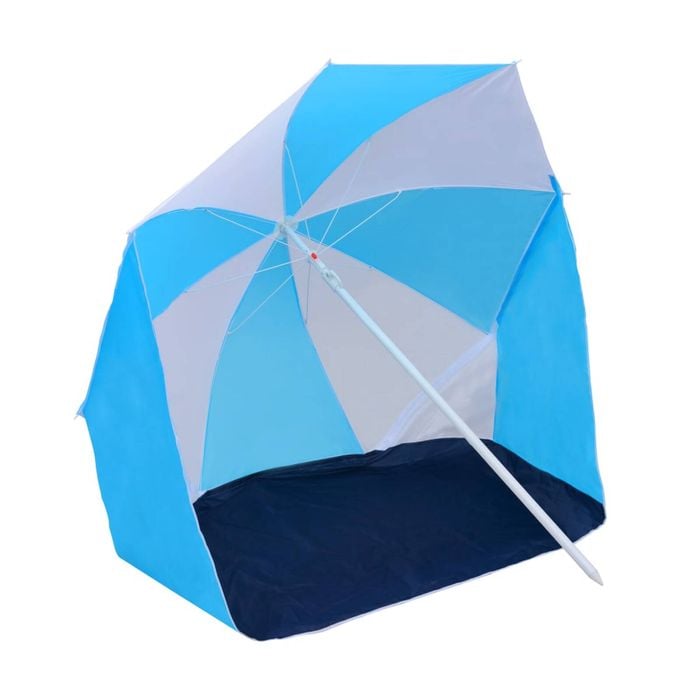 vidaXL Beach Umbrella Shelter Blue and White 180 cm Fabric Outdoor Hiking Tent
