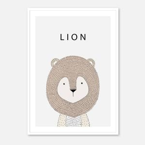 Galrie Charming Minimalist Lion Art Print for Kids' Room Decoration, Poster Only, 70 x 100cm (28 x 40inch)