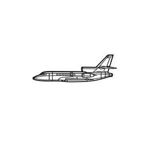 Ignite Laser Dassault Falcon 50 - Tri-Engine Long-Range Business Jet Silhouette Metal Wall Art Rustic Metal 47 inch - 120 cm