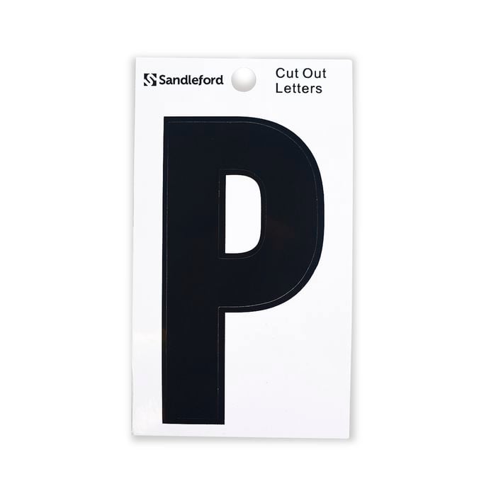 Sandleford 85mm Black Cut Out Self Adhesive House Letter P