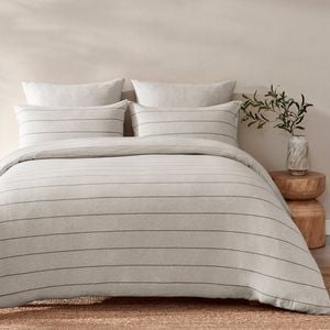 Dreamaker Jersey Luxe 100% Cotton Reversible Quilt Cover Set Oatmeal Queen Bed