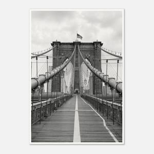 Galrie Timeless Brooklyn Bridge Black and White -Iconic Fine Art Photography Home Decor, Poster Only, A3 30 x 42cm (12 x 16inch)