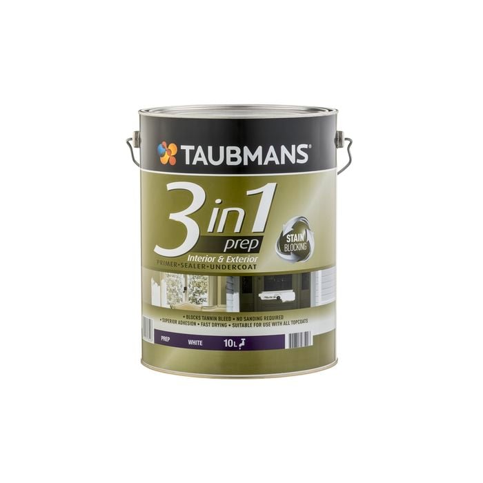 Taubmans 10L White 3 In 1 Interior And Exterior Primer Undercoat Sealer