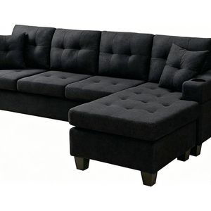Zalda Sectional Sofa Linen - Black