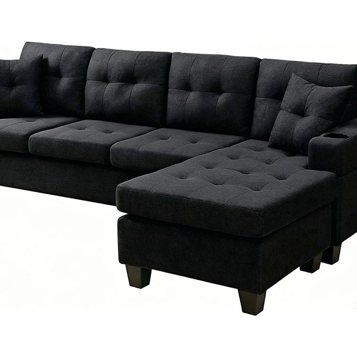 Zalda Sectional Sofa Linen - Black