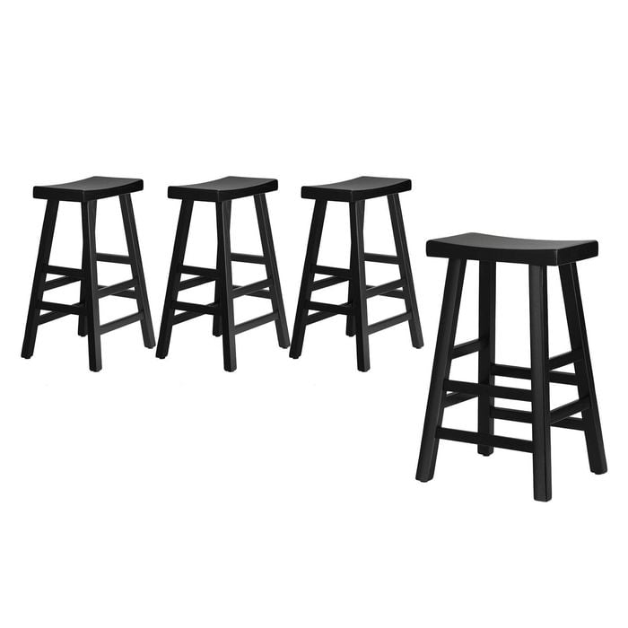 Oikiture Bar Stool Wooden Black 4X