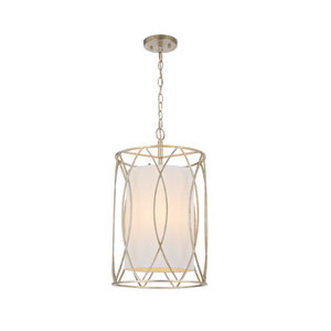 Telbix Dover Contemporary Pendant Hanging Lamp Light Metal Fabric Antique Silver Weathered