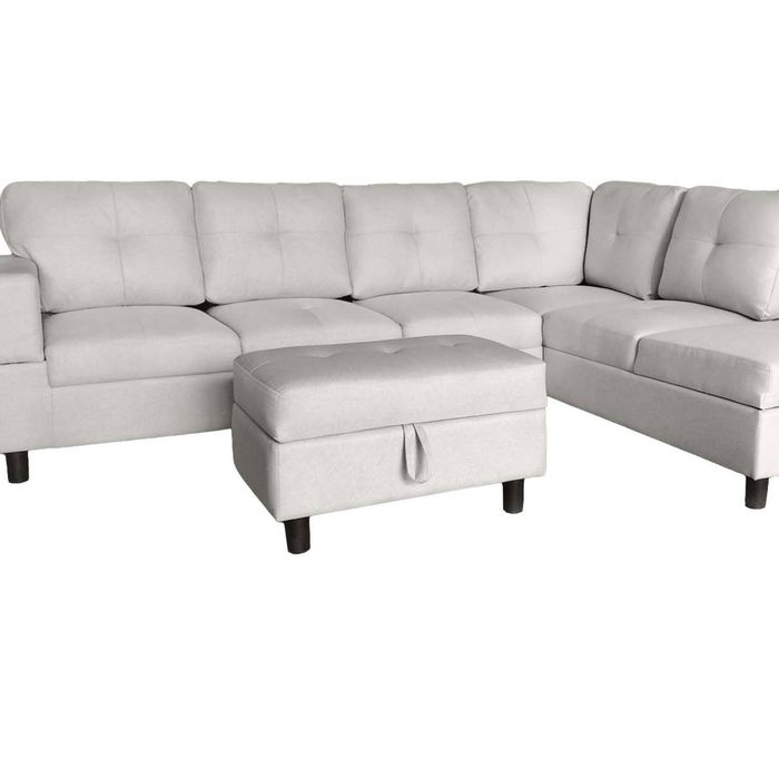 Vega Sectional Sofa with Ottoman Linen - Beige