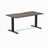 Desky Fixed Height Jarrah Legno Scalloped Melamine Desk 150x75cm Matte Black Leg
