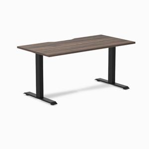 Desky Fixed Height Jarrah Legno Scalloped Melamine Desk 150x75cm Matte Black Leg
