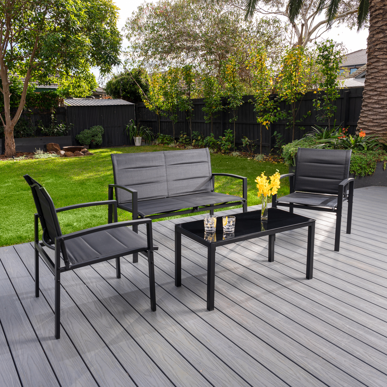 Marquee 4 Piece Charcoal Conversation Outdoor Setting Bunnings Australia