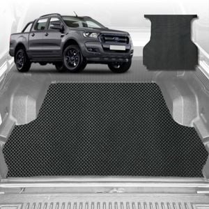 6D Diamond Ute Tub Mat for Ford Ranger (PX2 Dual Cab Ute) 2015-2018 (with spray on liner or no liner)-Black-Outback GT