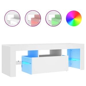 vidaXL TV Cabinet with LED Lights White 120x35x40 cm Hifi Storage Stand Rack