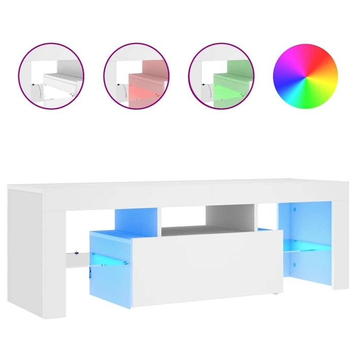 vidaXL TV Cabinet with LED Lights White 120x35x40 cm Hifi Storage Stand Rack