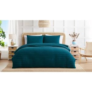 Ardor Grayson Luxe Velvet Front Quilt Cover Set Home Bedding Queen Bed Teal
