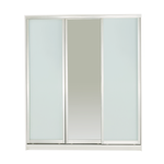 Bedford 1717mm 3 Door Sliding Robe Bundle with 2 White Glass and 1 Mirror Glass Doors - White
