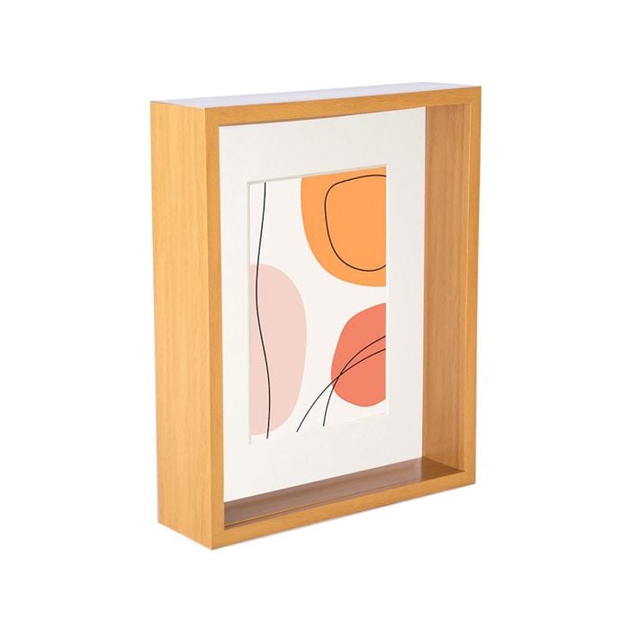 Nicola Spring 3D Deep Box Photo Frame - 8 x 10" with 5 x 7" Mount - Light Wood