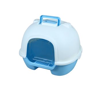 YES4PETS Portable Hooded Cat Toilet Litter Box Tray House with Handle and Scoop Blue