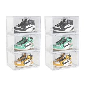 Soga 2x 3-tier Transparent Shoe Organiser Stackable Folding Storage Box Magnetic Door