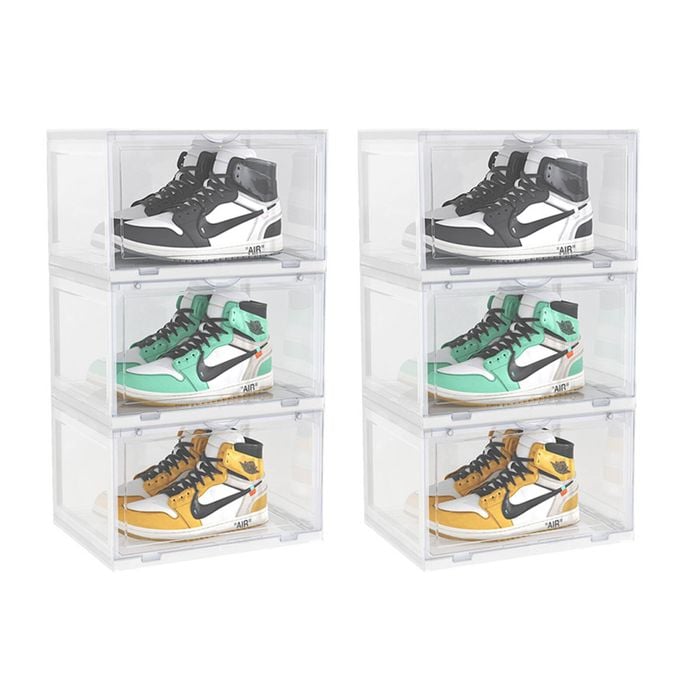 Soga 2x 3-tier Transparent Shoe Organiser Stackable Folding Storage Box Magnetic Door