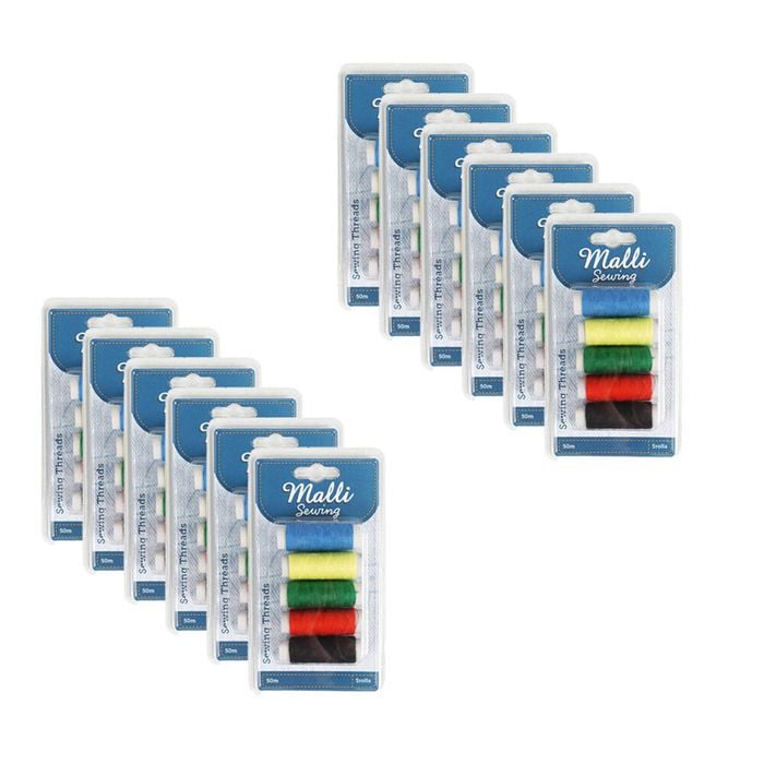 12pk 5pk Malli Sewing Coloured All Purpose Sewing Thread Spool Kit 50m Assorted