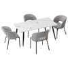 Oikiture 5PCS Dining sets 120cm Rectangle Table with Chairs Fabric Grey