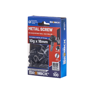 Bremick Metal Hex Screw 10g x 16mm B8 NS BX100