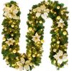 Catzon 9FT Pre-lit LED Christmas Garland Xmas Decoration Wreath-Gold