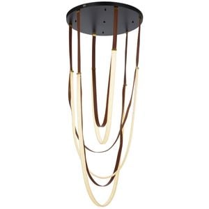 Telbix Mio Modern Pendant Hanging Lamp Light Metal Vegan Leather Black