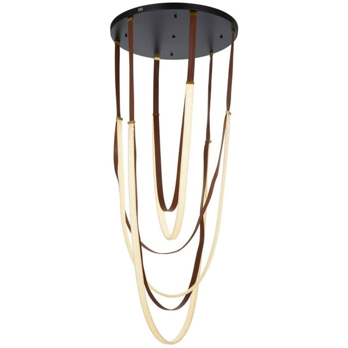 Telbix Mio Modern Pendant Hanging Lamp Light Metal Vegan Leather Black