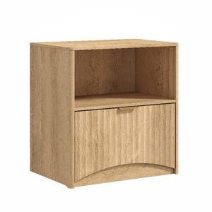 Cosmoliving Natural Oak Bedside Table with Curved Front Drawer & Open Display Shelf