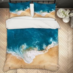 3D Blue Waves 249 Bed Pillowcases Quilt Queen Size