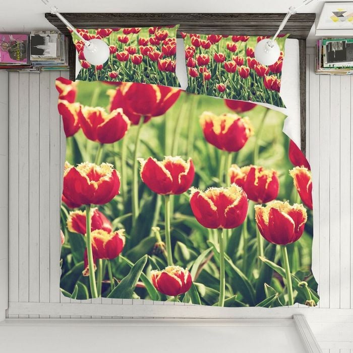 3D Red Tulip 254 Bed Pillowcases Quilt King Single Size