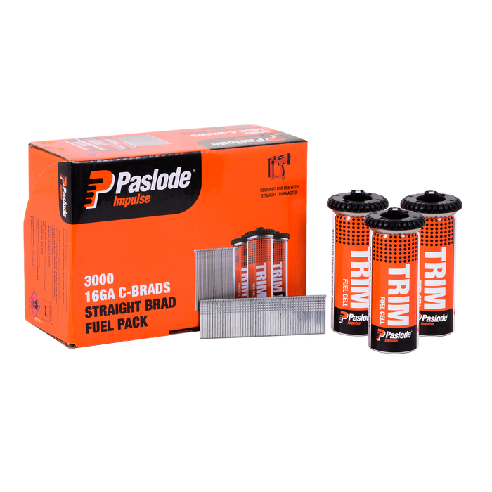 Paslode 25 x 1.6mm C25 Impulse Brad With Fuel - 3000 Pack