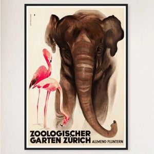 Galrie Vintage Switzerland Zoological Garden Zurich Poster Timeless Wall Art Home Decor, Black Frame, A4 21 x 30cm (8 x 12inch)