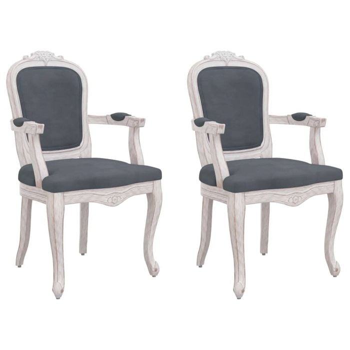 vidaXL Dining Chairs 2 pcs Dark Grey 62x59.5x100.5 cm Velvet