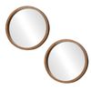 Oikiture Wall Mirrors Round Home Decor 60cm Walnut Set Of 2