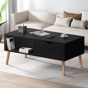 ALFORDSON Coffee Table 2 Drawers Shelf Black