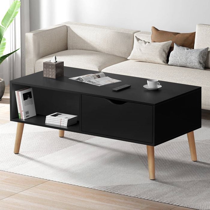 ALFORDSON Coffee Table 2 Drawers Shelf Black