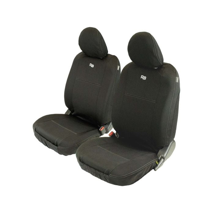 Razorback 4x4 Universal Neoprene Front Seat Covers - Black With Charcoal Stitching
